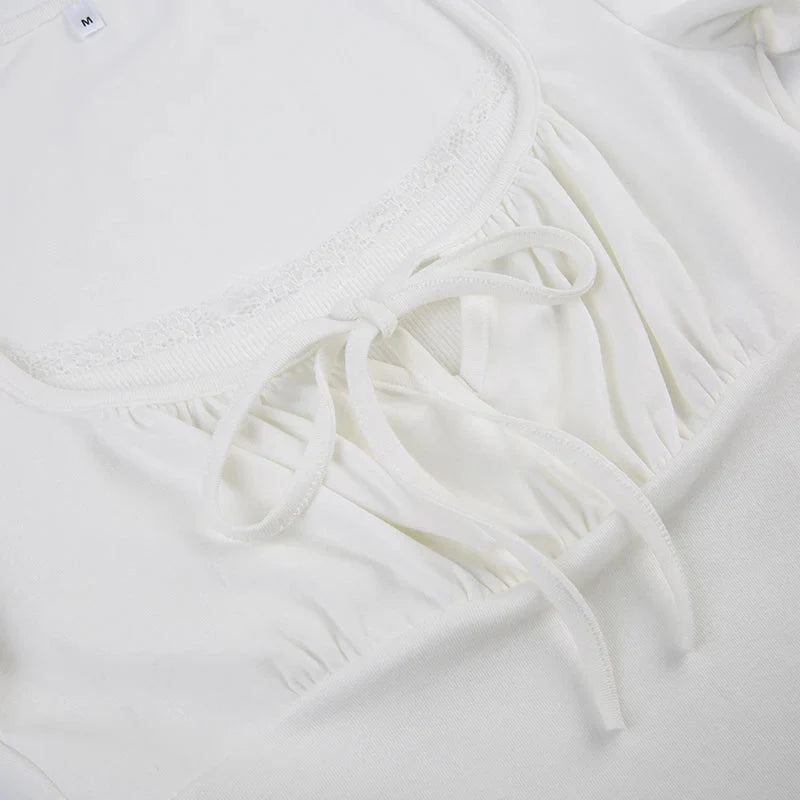 Stilla | Kvindernes Ruffle Blonder Trim Corsæt Toppe Mode Designer T-Shirts