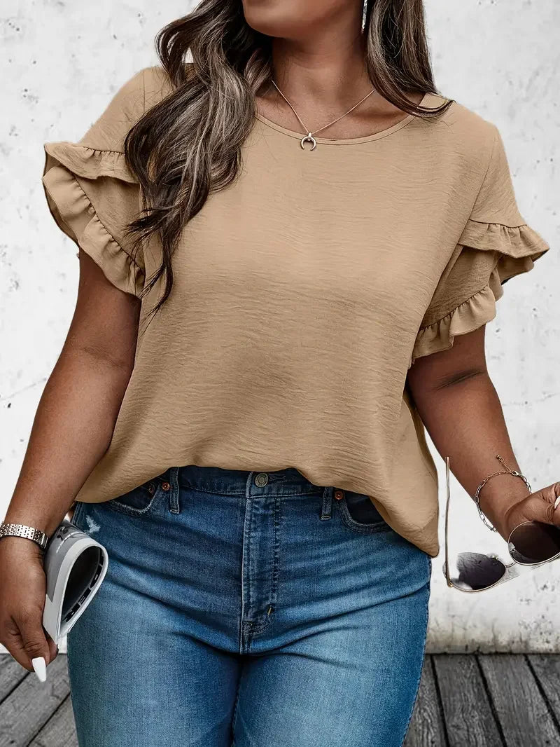 Stilla | Kvinders Rynket Bluse Mode Designer 2 5xl T-Shirts (plus Størrelse)