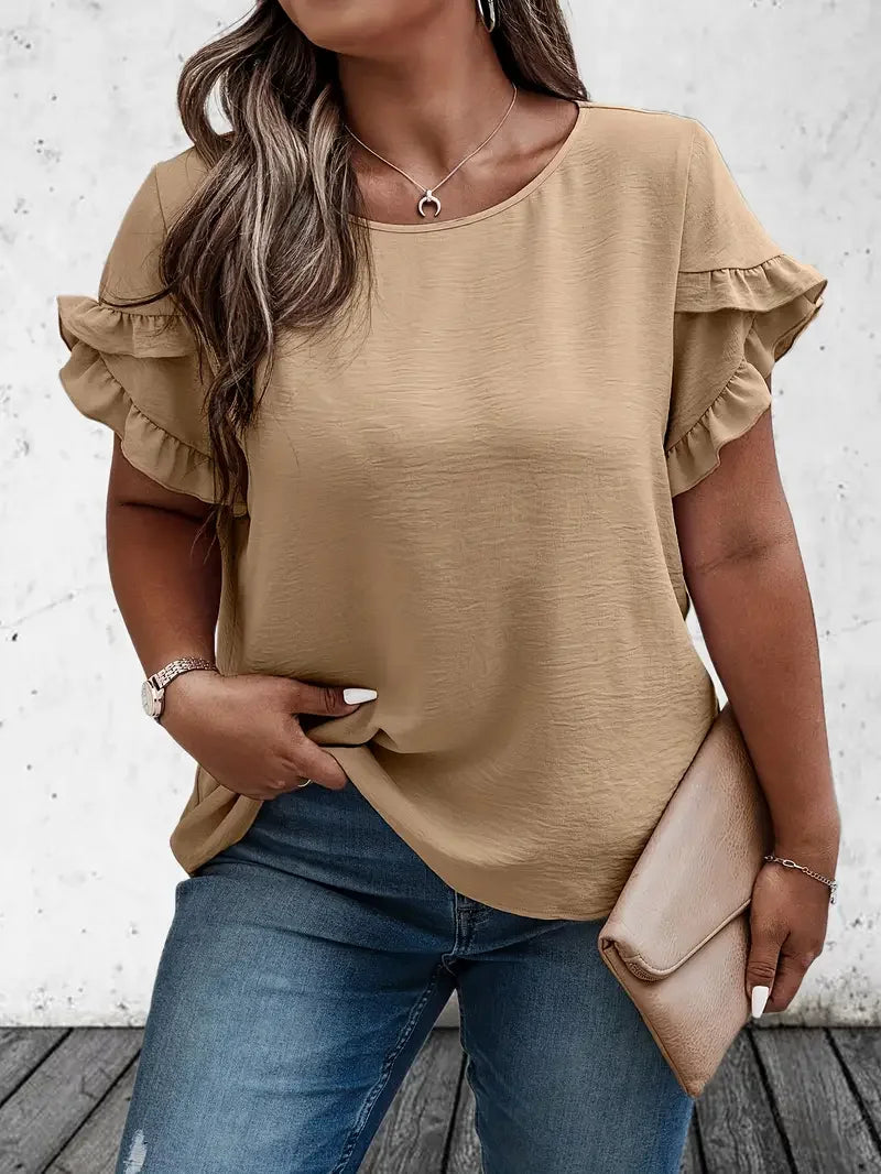Stilla | Kvinders Rynket Bluse Mode Designer 2 5xl T-Shirts (plus Størrelse)