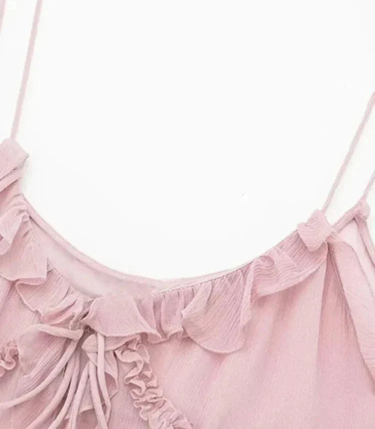 Stilla | Kvinders Rynket Sløjfeknyttet Crop Tops Mode Designer Toppe