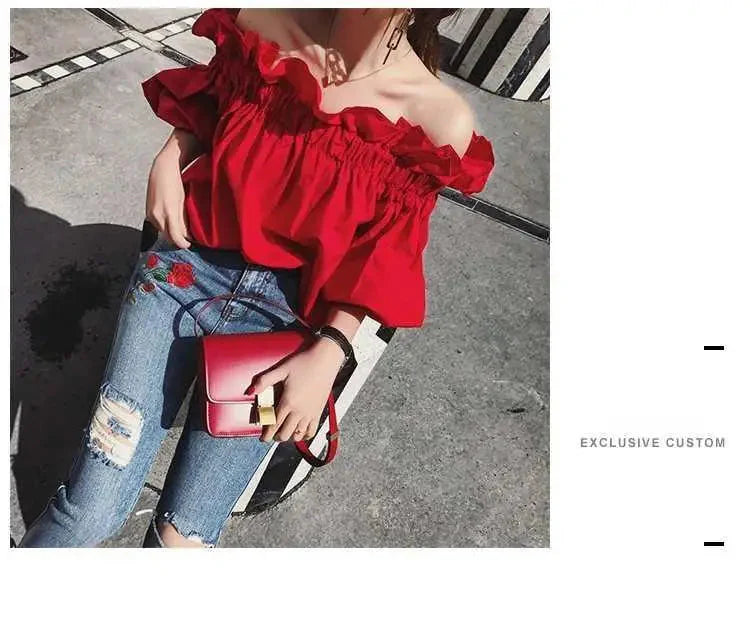 Stilla | Kvinders Ruffled Fashion Designer Puffede Ærmer Toppe T-Shirts