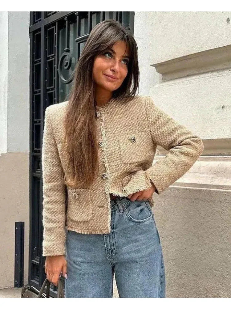 Stilla | Kvindernes Rustikke Toppe Mode Designer Tweed Uldjakker
