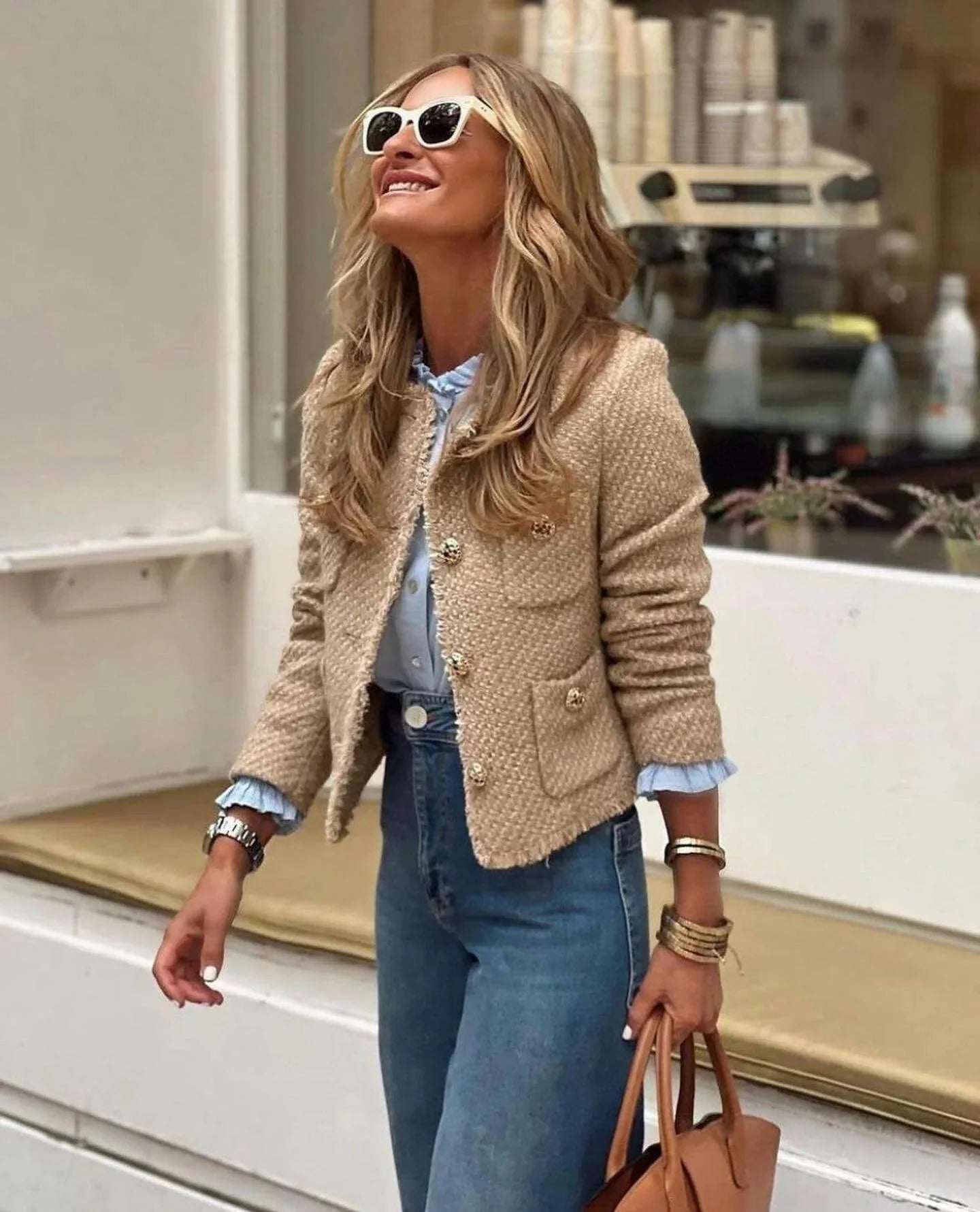 Stilla | Kvindernes Rustikke Toppe Mode Designer Tweed Uldjakker