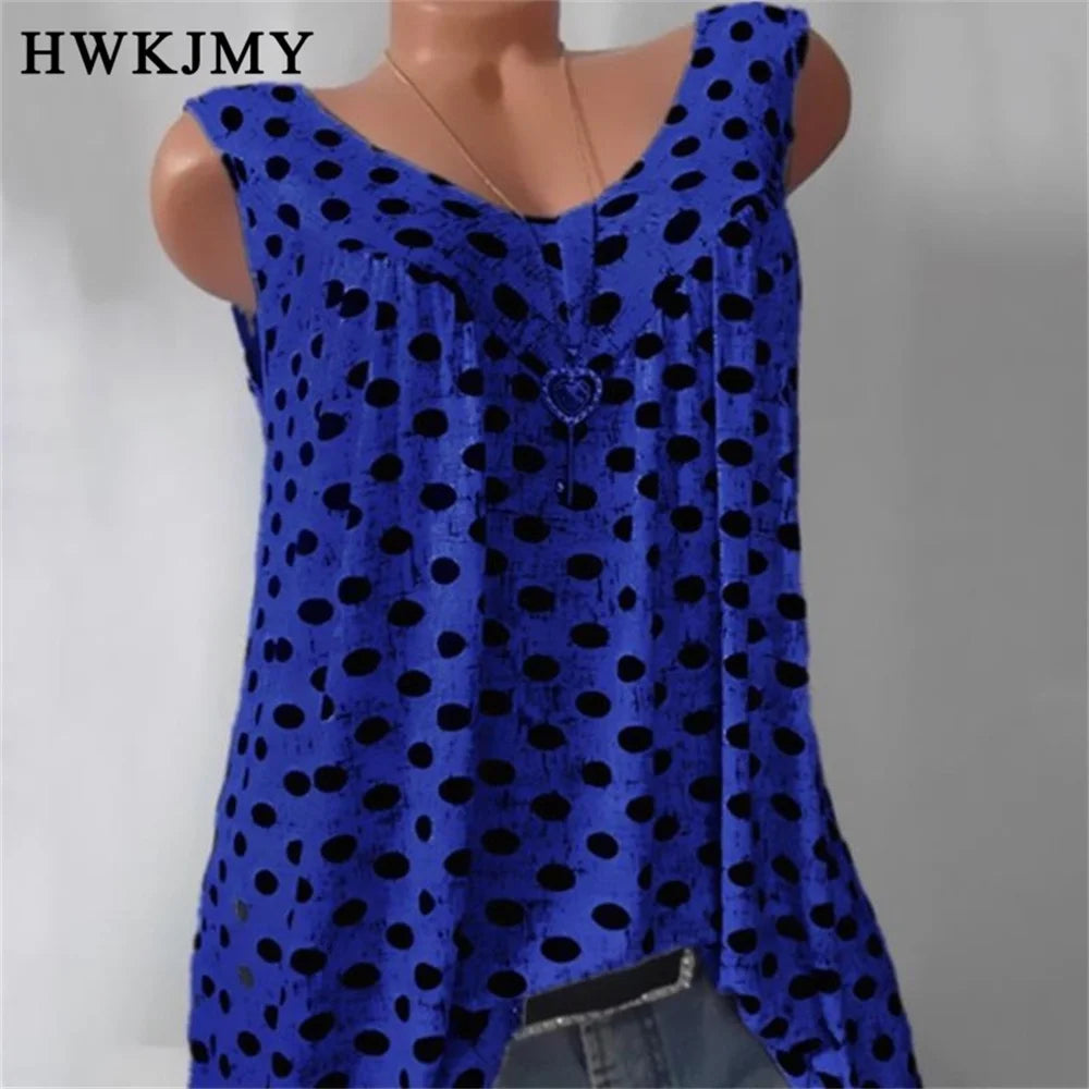 Stilla | Kvinders S 8xl Toppe Mode Designer Polka Dot Singlets (plus Størrelse)