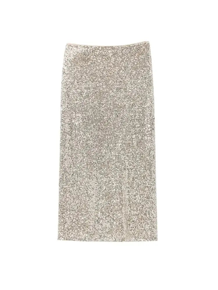 Stilla | Kvinders Paillet Slips Mode Designer Nederdele (midi)