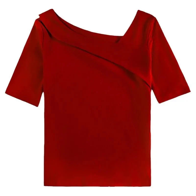 Stilla | Kvinders Skæv Krave Skjorte Mode Designer T-Shirts