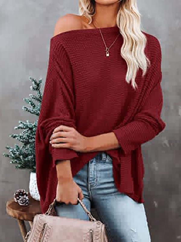 Stilla | Kvinders Trøjes Afslappet Off Shoulder Strik Pullover Lange Ærmer Trøje