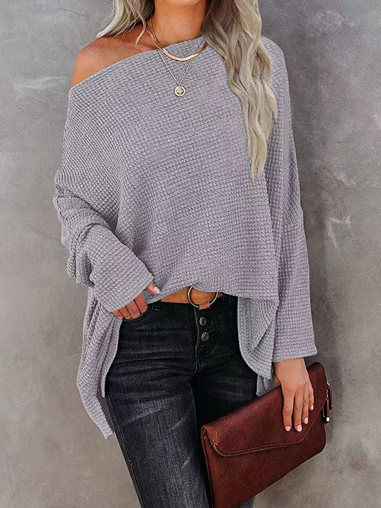 Stilla | Kvinders Trøjes Afslappet Off Shoulder Strik Pullover Lange Ærmer Trøje