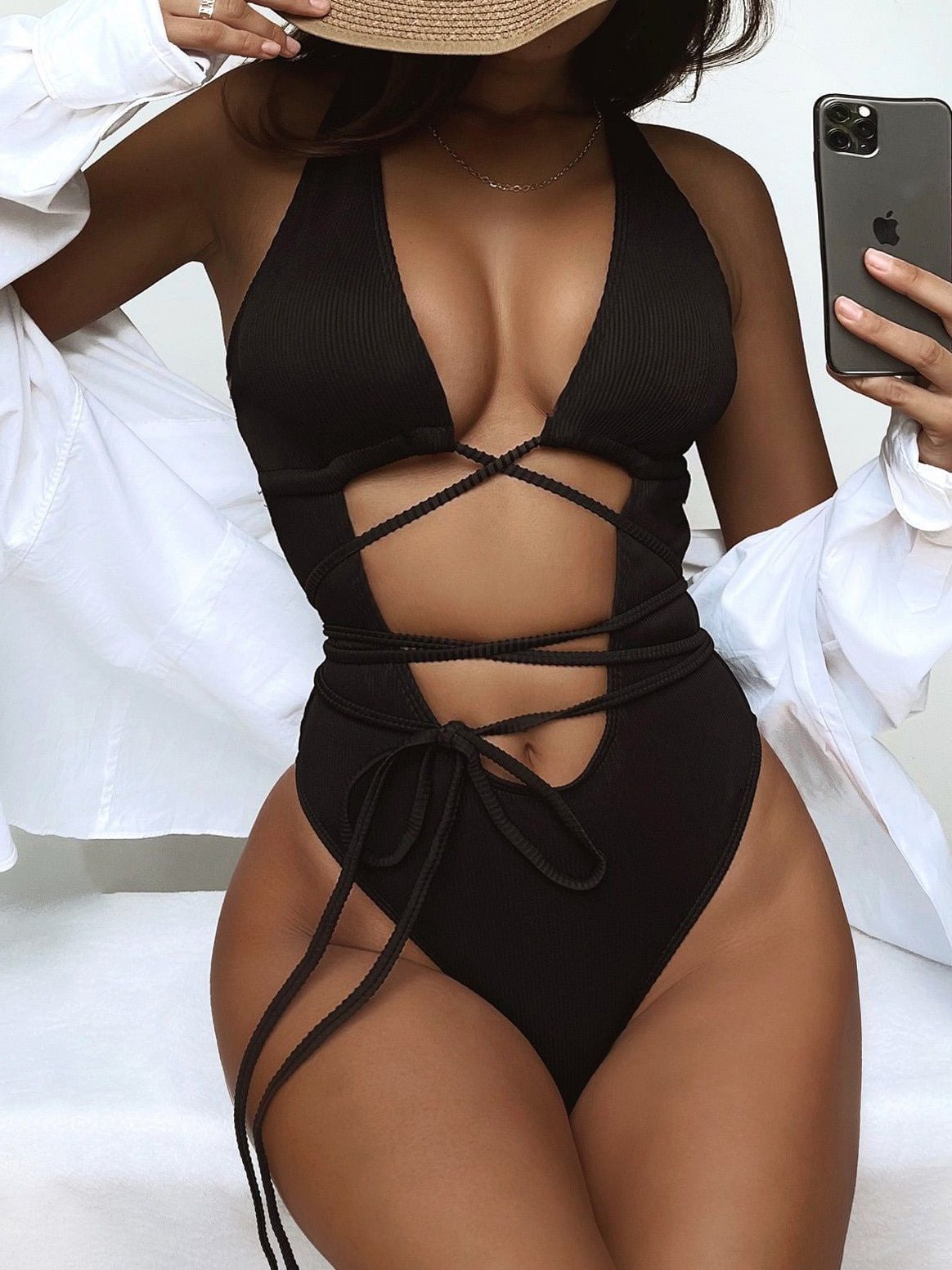 Stilla | Dame Badetøj Solid Cutout Tie Bikini Én Del Badedragt
