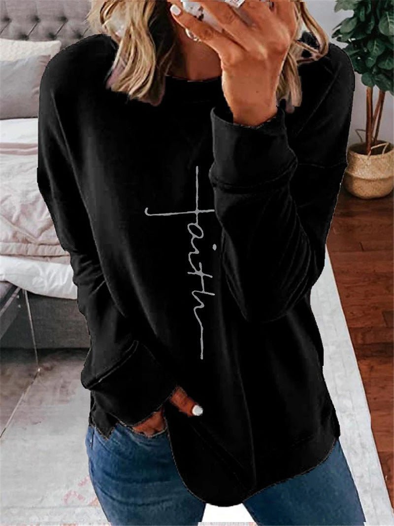 Stilla | Dame T-shirts Afslappet Printet Rund Hals Lange Ærmer T-shirt