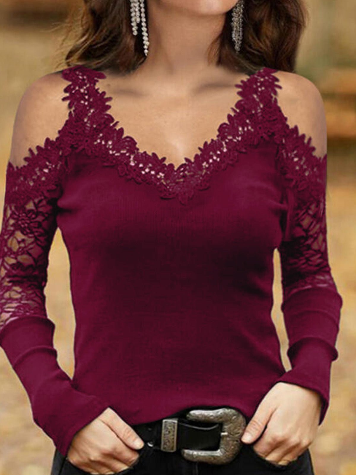 Stilla | Kvinder T-shirts Blonde Off Shoulder Langærmet T-shirt