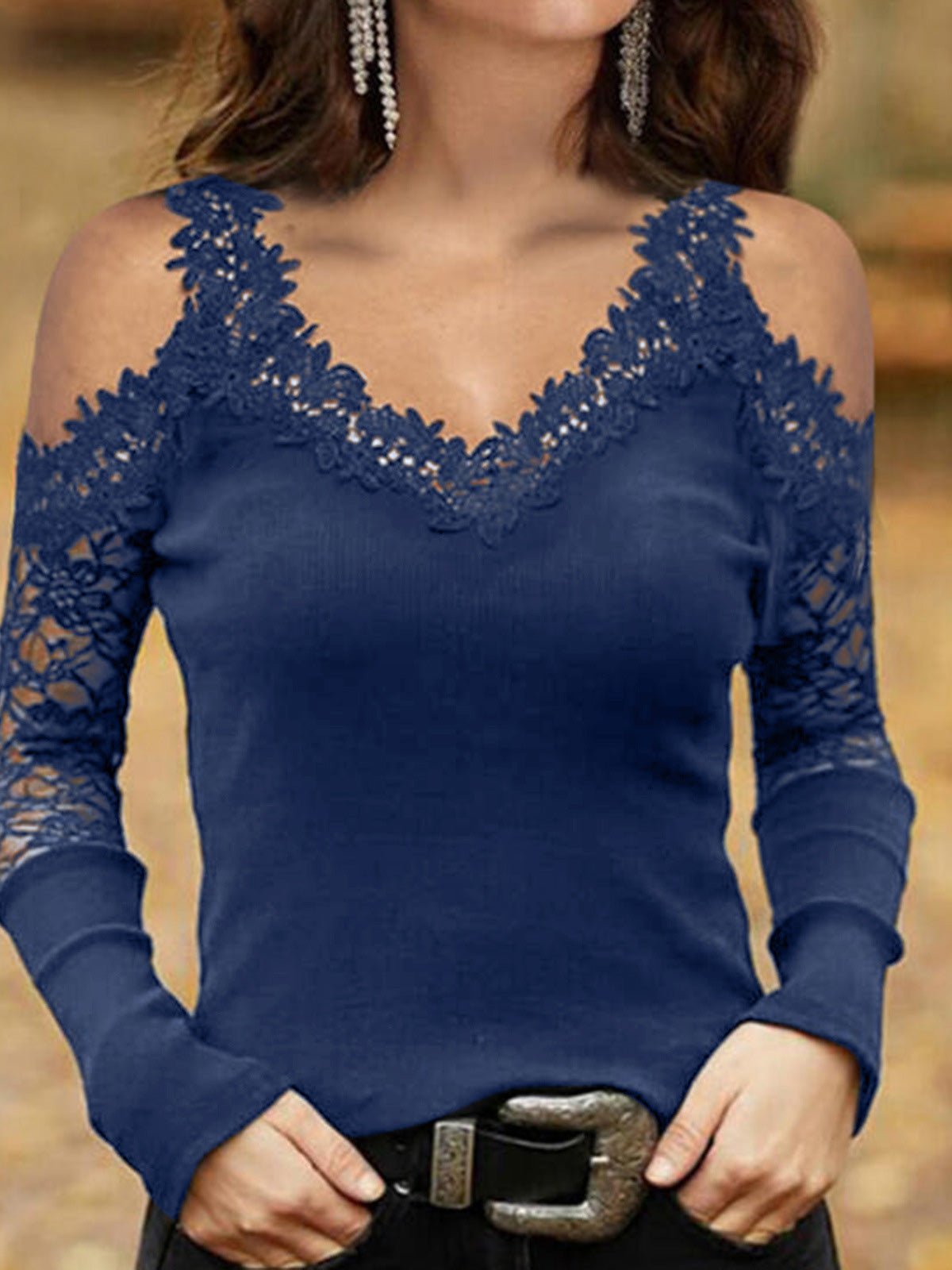 Stilla | Kvinder T-shirts Blonde Off Shoulder Langærmet T-shirt