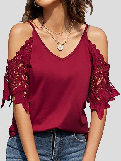 Stilla | Kvinder T-shirts V-hals Stropper Off Shoulder Blonde Ærme T-shirt