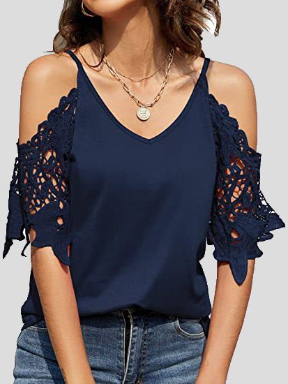 Stilla | Kvinder T-shirts V-hals Stropper Off Shoulder Blonde Ærme T-shirt