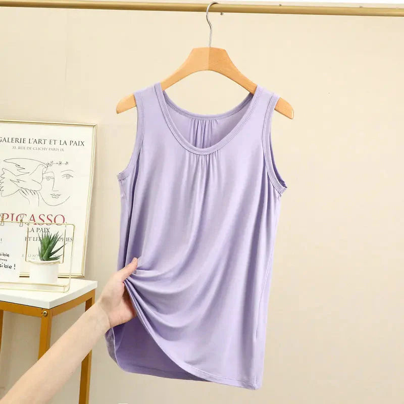 Stilla | Kvinders Toppe Mode Designer 6xl Høj Modal Singletter ( Plus Størrelse)