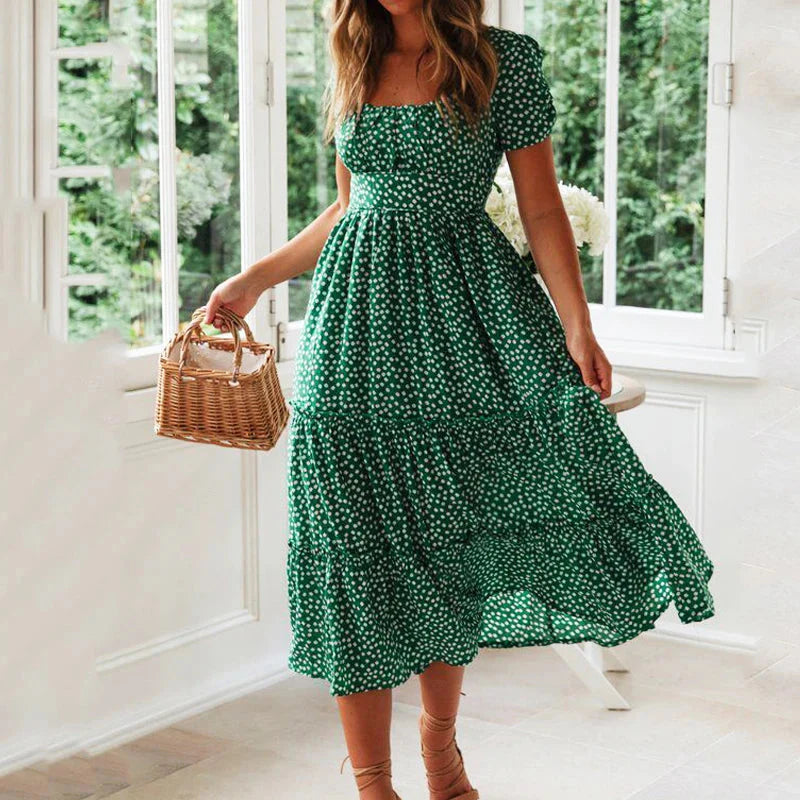 Stilla | Kvinders Årgang Korsæt Mode Designer Høj Talje Kjoler (midi)