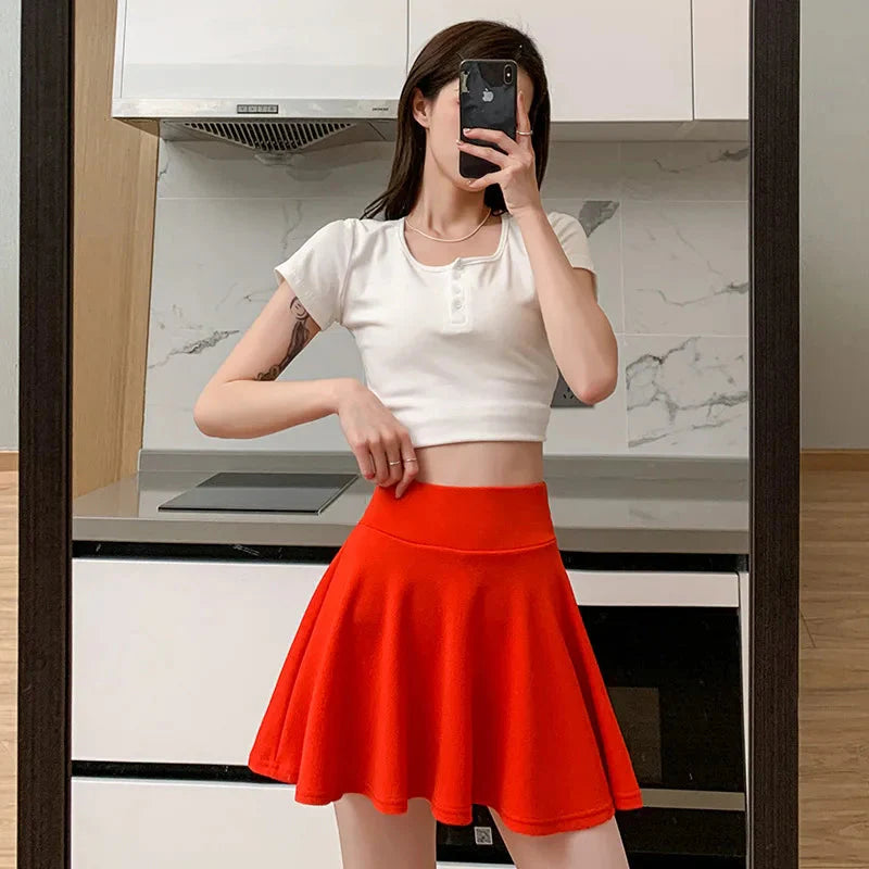 Stilla | Kvinders Årgang Tennis Ruffle Mode Designer Mini Skirt (kort)
