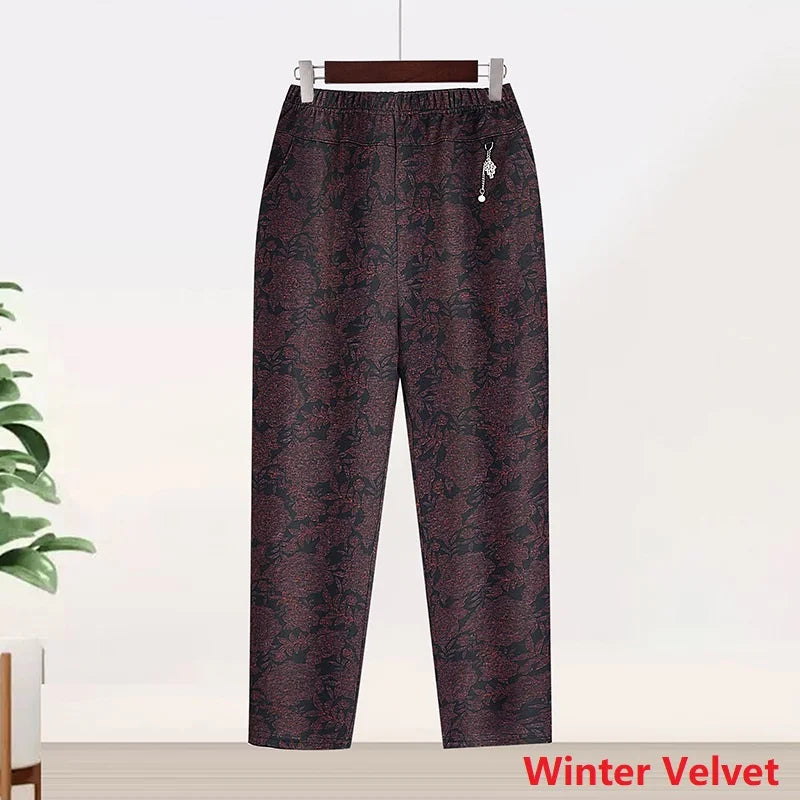 Stilla | Kvinders Xl 8xl Mode Designer Høj Talje Velvet Bukser (plus Størrelse)