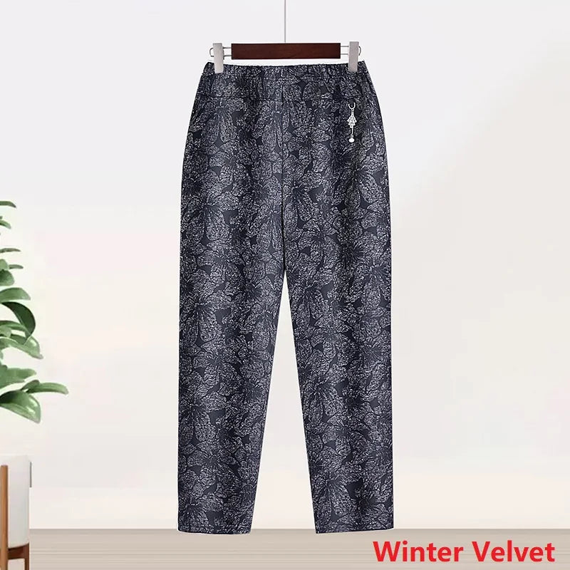 Stilla | Kvinders Xl 8xl Mode Designer Høj Talje Velvet Bukser (plus Størrelse)