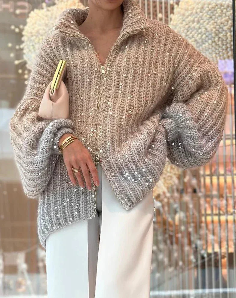 Stilla | Eleganter Strickjacke Aus Schimmernder Seide