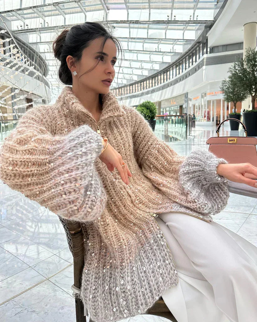 Stilla | Eleganter Strickjacke Aus Schimmernder Seide