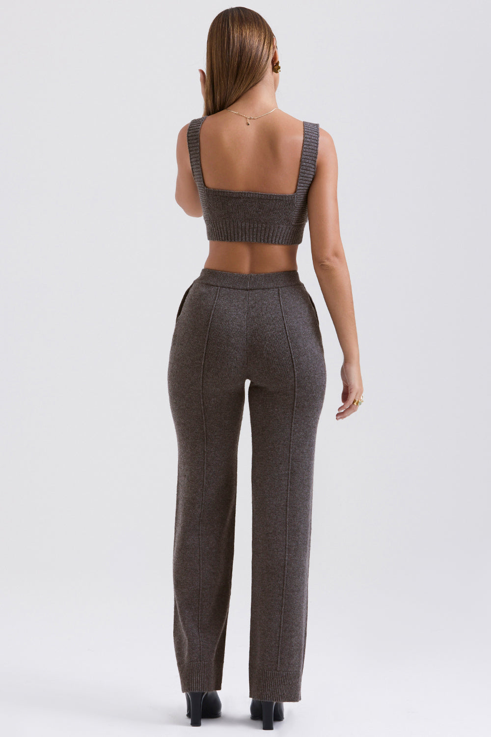Stilla | Antracitfarvet Kashmir Mix Bralette Med Bukser