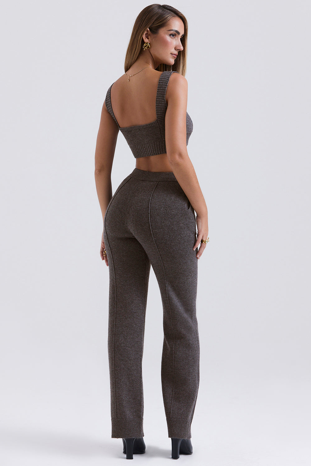Stilla | Antracitfarvet Kashmir Mix Bralette Med Bukser