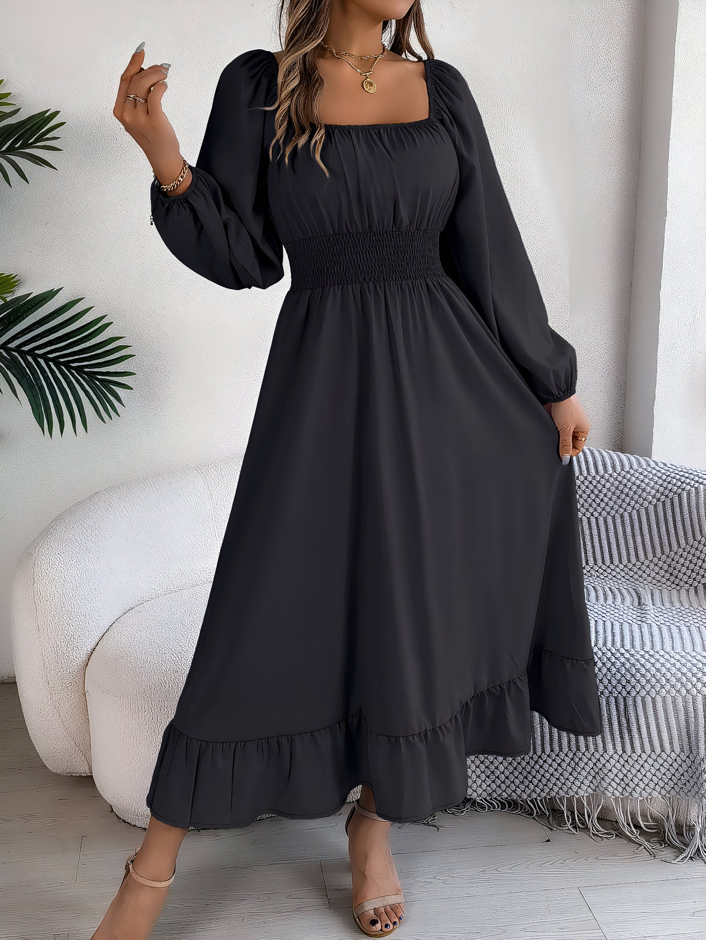 Stilla | Elegante Højtaljede Brudepigekjole Med Ruffles
