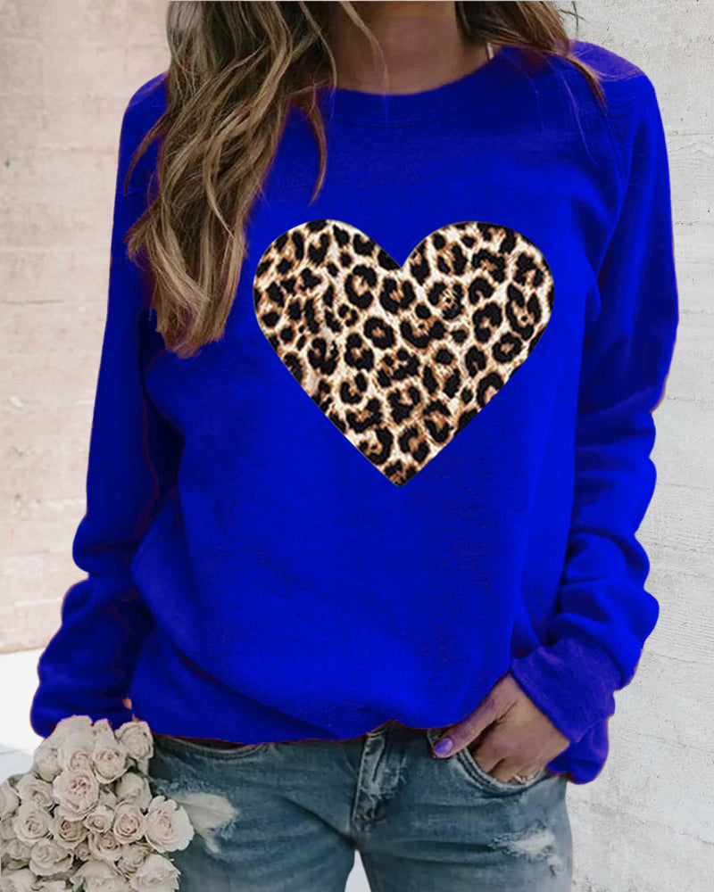 Stilla | Sweat Leoprint Hjerte Motiv