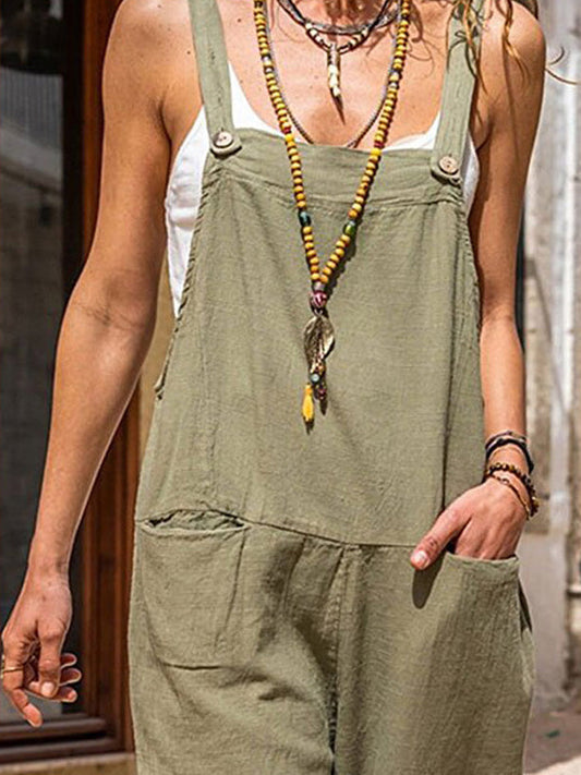 Stilla | Kvinders Jumpsuits Løse Åbne Ryg Uden Ærmer Lomme Jumpsuit