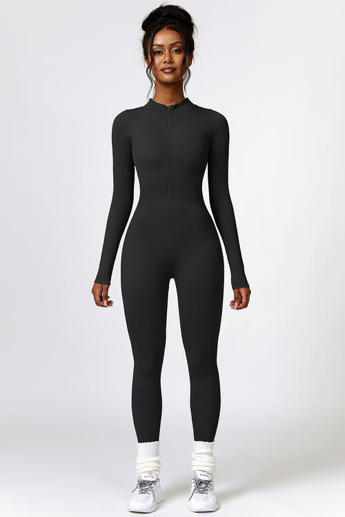 Stilla | Zip Langærmet Aktiv Jumpsuit