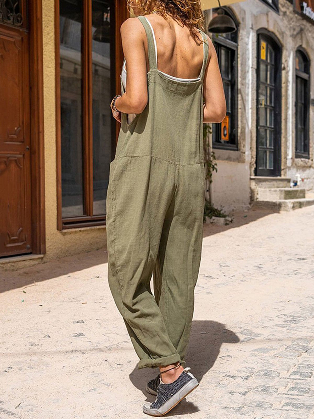 Stilla | Kvinders Jumpsuits Løse Åbne Ryg Uden Ærmer Lomme Jumpsuit