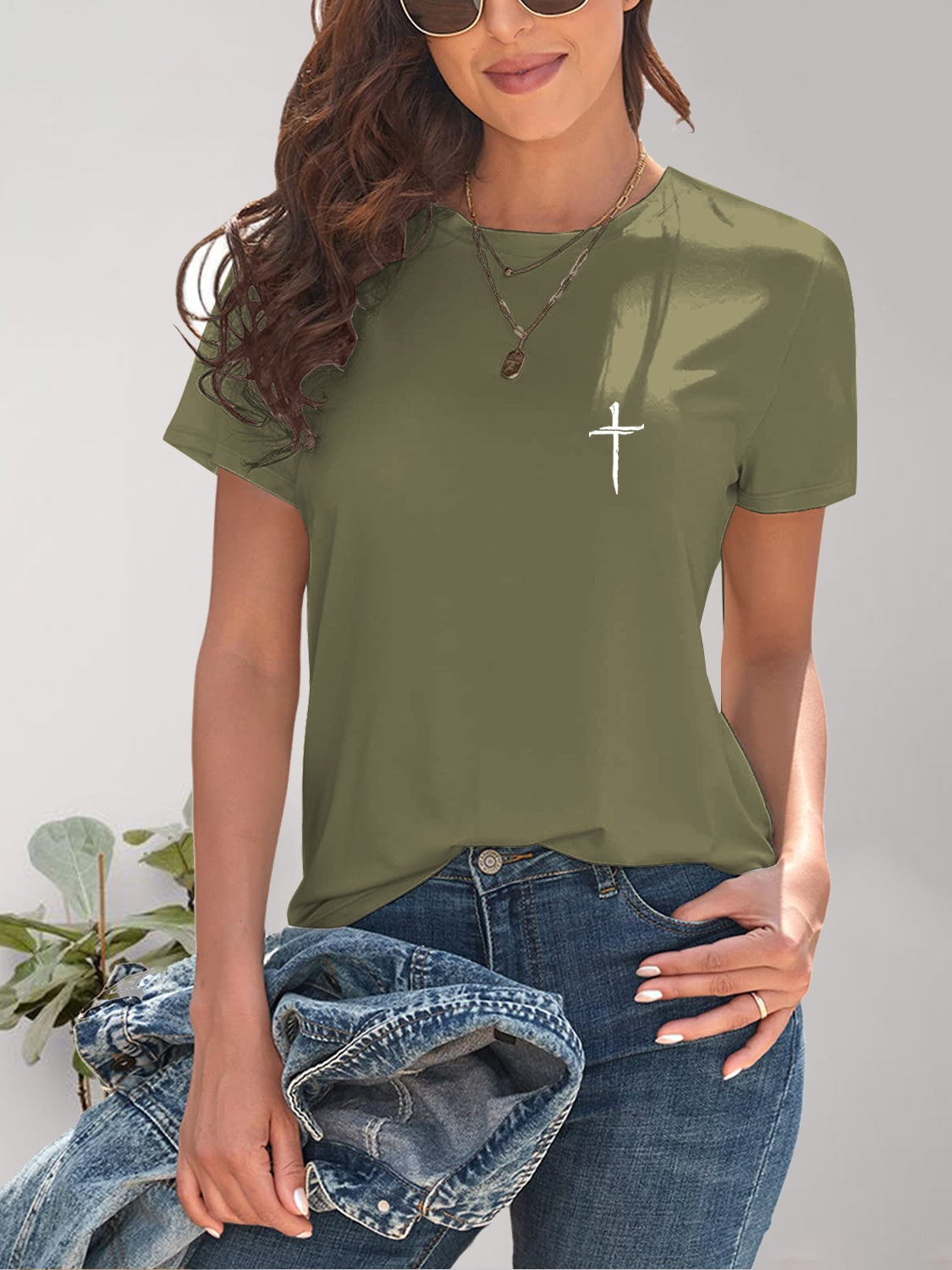 Stilla | Grafisk Rund Hals T-shirt