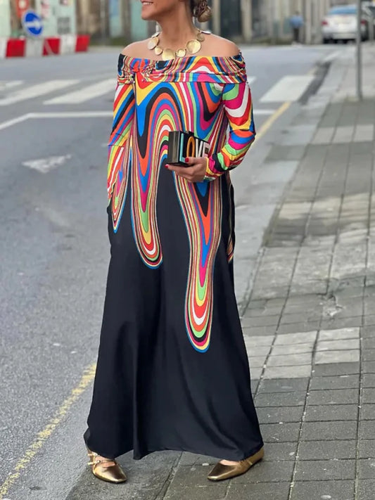 Stilla | Elegant Kjole med Farveprint