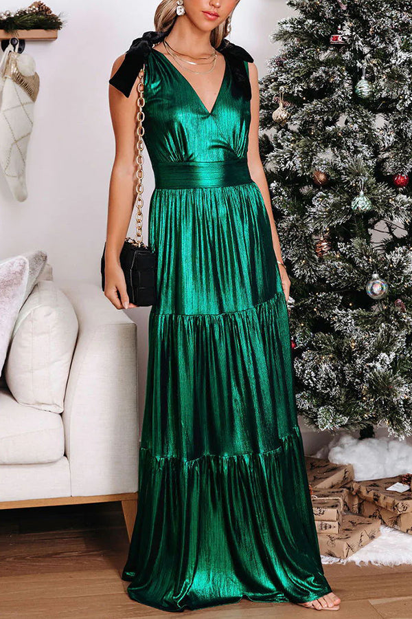Stilla | Charming Days Velvet Skulderbånd Metalisk Maxi Kjole