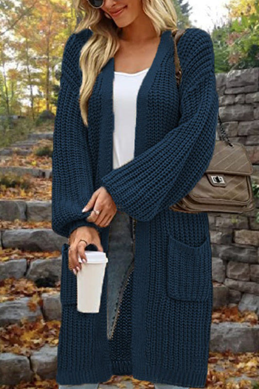 Stilla | Længde Løs Oversized Dobbelt Lomme Cardigan Sweater Jakke