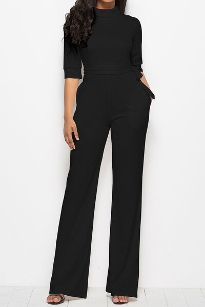 Stilla | Neck Tie-livvidde Halv Ærme Jumpsuit