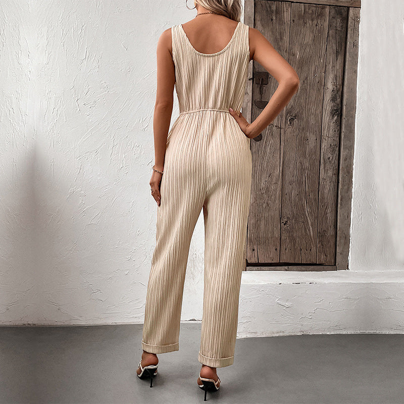 Stilla | Plisseret Jumpsuit Med Talje Knude