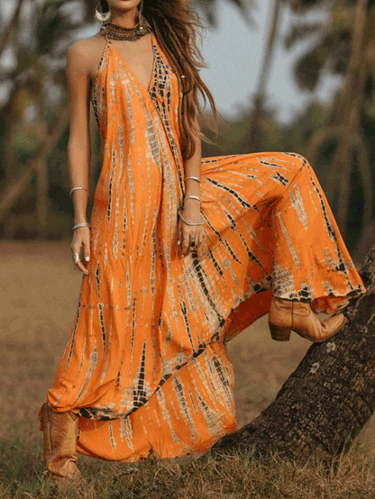 Stilla | Kvinders Kjoler Trykt Halterneck Bar Ryg Ærmeløs Kjole