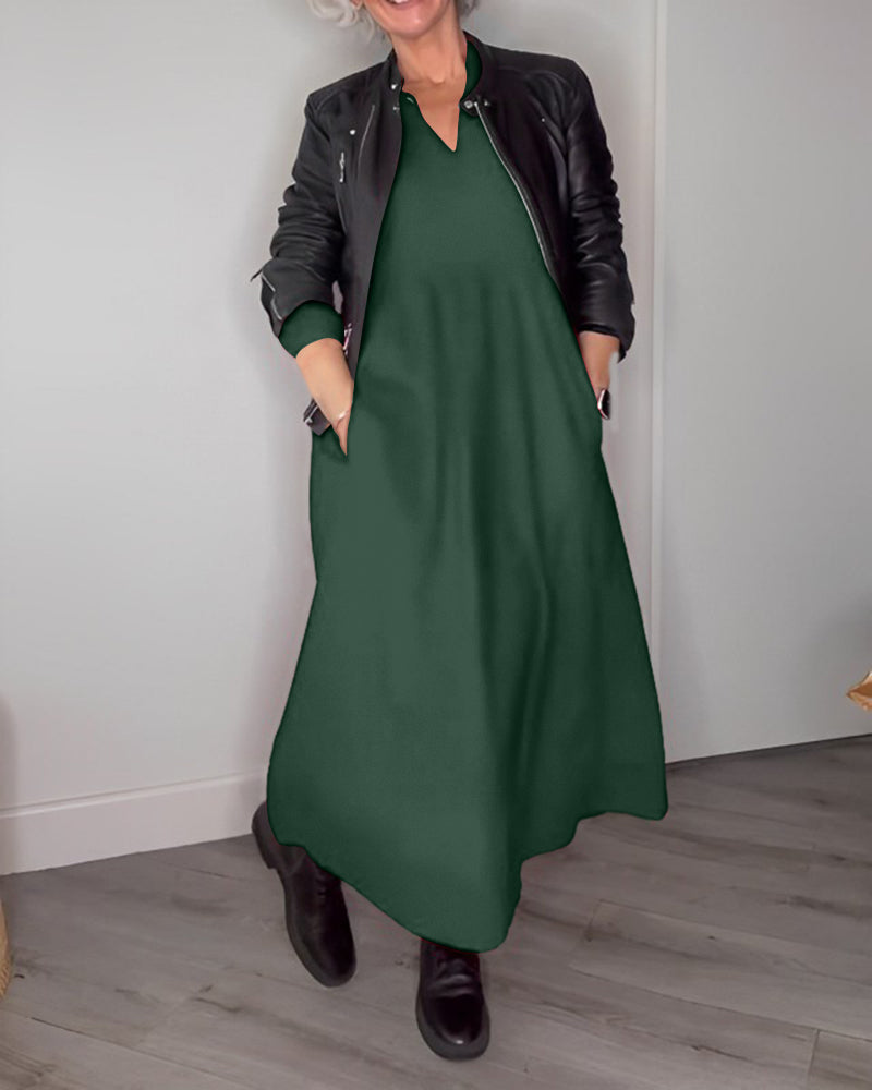 Stilla | Elegant Lang Kjole Alana Med Lommer