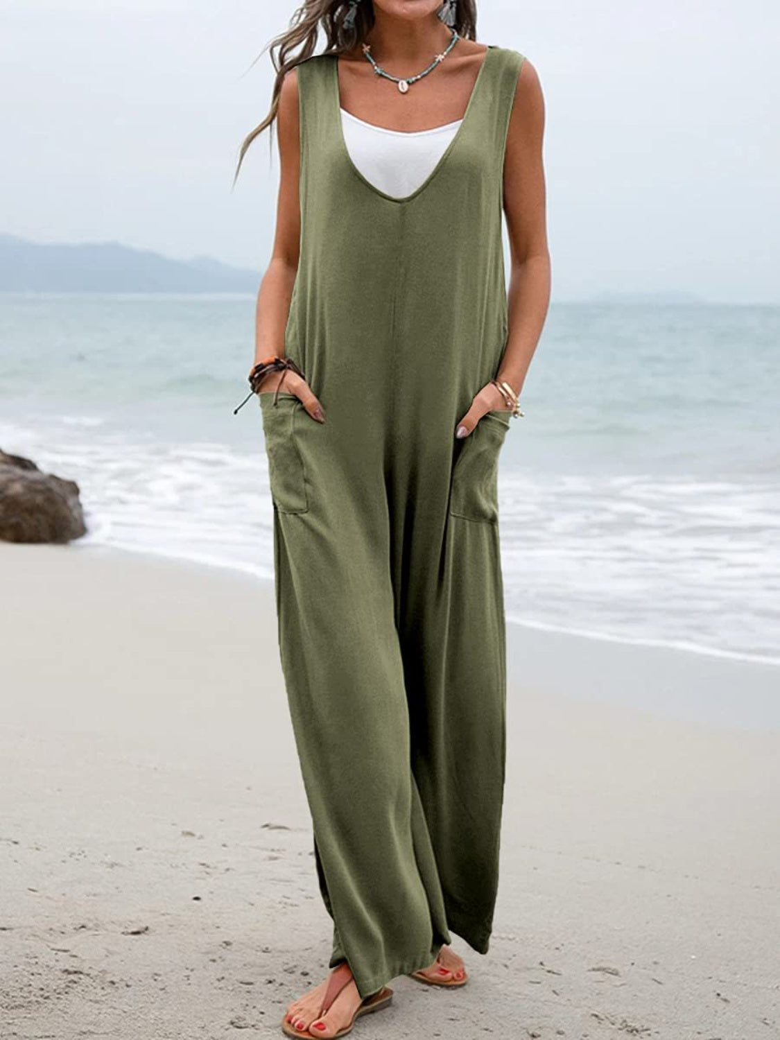 Stilla | Størrelse Bred Rem Jumpsuit Med Lommer