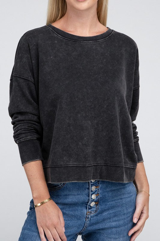 Stilla | Terry Acid Wash Båd Hals Pullover