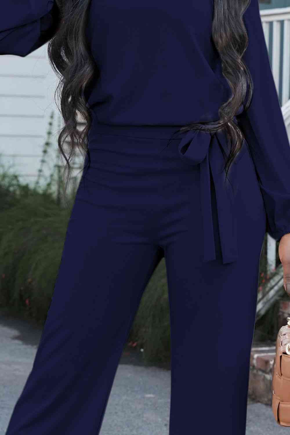 Stilla | Halstie bælte jumpsuit