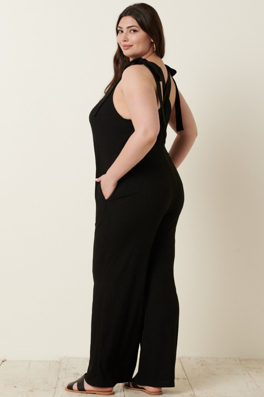 Stilla | Ribstrik V-hals Krydsrygs Jumpsuit