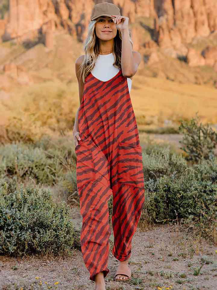 Stilla | Størrelse Printa V-hals ærmeløs Jumpsuit