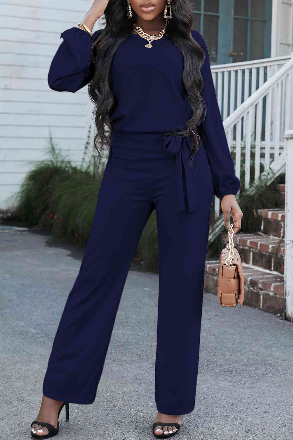 Stilla | Halstie bælte jumpsuit