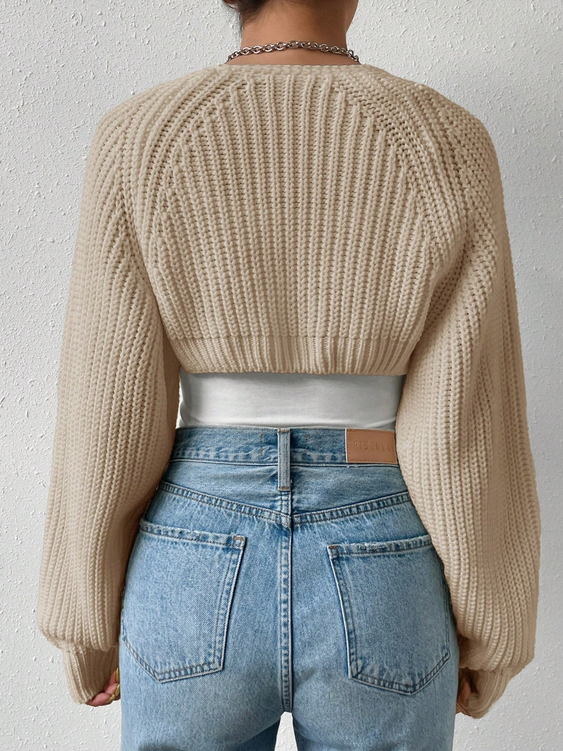 Stilla | Åben Front Langærmet Cropped Cardigan