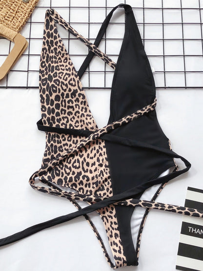 Stilla | Leopard Plunge One-piece Badetøj