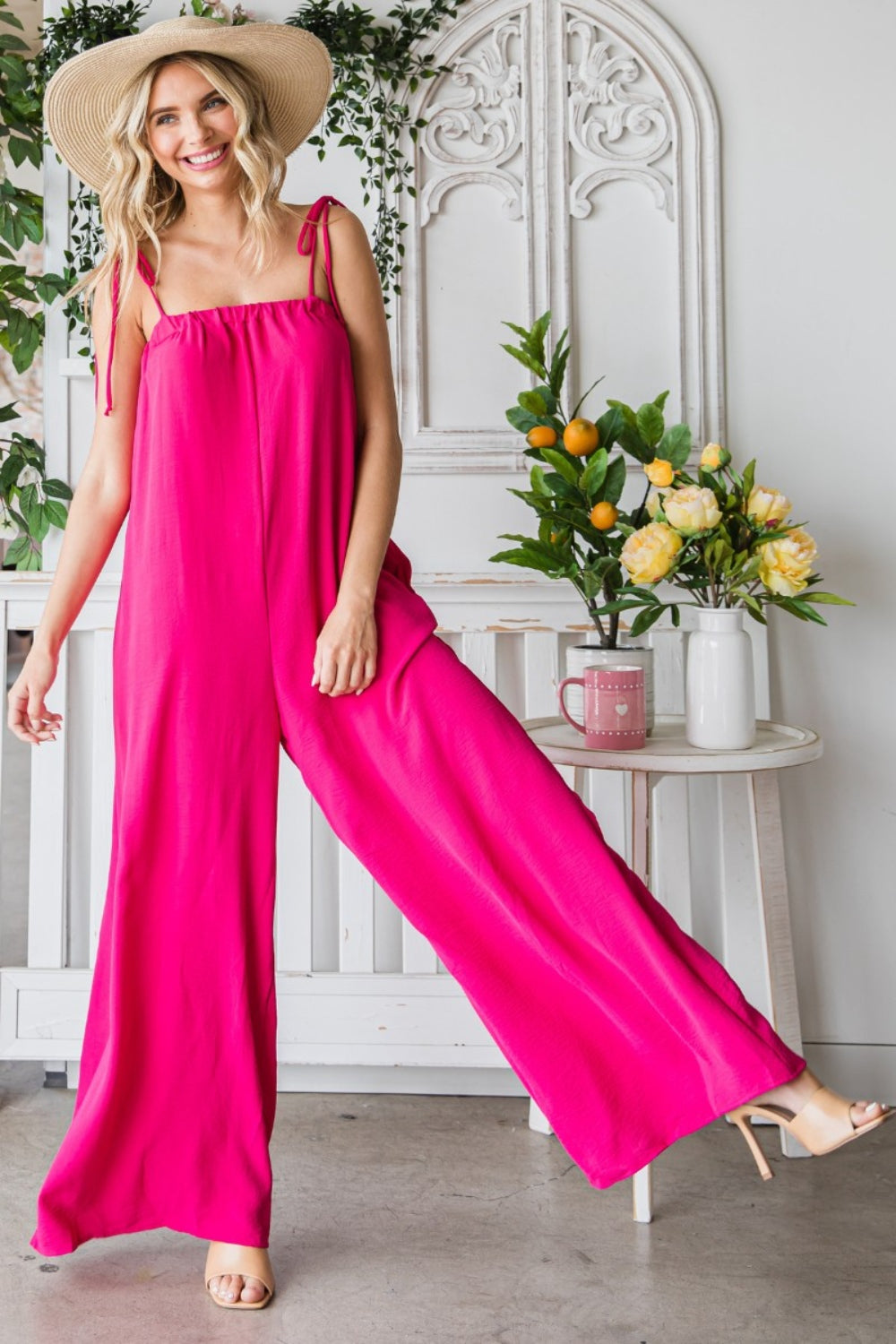 Stilla | Pocketed Spaghetti Strap Bred Ben Jumpsuit
