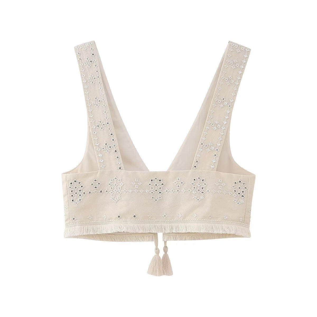 Stilla | Kort fritidsvest til kvinder om foråret med broderi og sløjfe